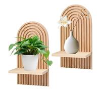 TOWEBOORY 2 Pièces Étagère Murale en Bois, Étagères Murales en Bois de Style Bohème Étagère Petite Étagère à Plantes Décoration Mural pour Plantes, Livres, Photos et Objets de Collection