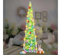 TOWEBOORY Arbre de Pâques Lumineux, 150 Cm Décoration de Pâques Arbre de Noël Pliant avec 50 Lumières Blanches Chaudes, Amovible, pour Pâques, Noël, Anniversaire, Halloween, Fête (B)