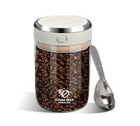 TOWEBOORY Boîte à Café Hermétique, Transparent Récipient pour Grains de Café Boîte à Verre avec Valve Unidirectionnelle avec Cadran de Date et Cuillère Doseuse pour en Grains, Thé, Noix (1100 ML)