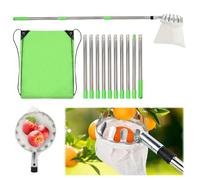 TOWEBOORY Cueille Fruit avec Manche Telescopique, 4M Fruits Cerise Outil à Cueillir de Fruits Ramasse Pomme Ramasse Acier Inoxydable, avec Sac de Rangement, pour Cerises, Pommes, Pêches, Oranges