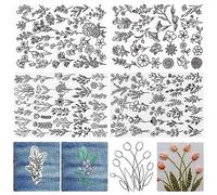 TOWEBOORY Fleur Feuille Motif Soluble, 4 Feuilles Papier Broderie Soluble Solubles dans l'eau pour Broderie Stabilisateur Broderie Collant pour la Couture à la Main de Broderie (B)
