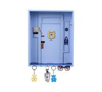TOWEBOORY Friends Key Holder, Porte Clé Mural Bois Friends Monica's Door Porte Range Clef Mural Polyvalente Boîte à Clés Murale en Bois avec 6 Crochets, pour Les Amateurs de Séries Télévisées (Bleu)
