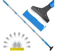 TOWEBOORY Grattoir à Peinture, Gratte Vitre Sol avec Long Manche Extensible 167.5cm Grattoir Vitre Long Manche en Verre Kit, avec 10 Lames, pour Carrelage, Papier Peint, Colle