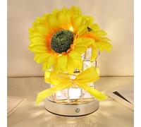 TOWEBOORY Lampe Fleur de Tournesol, Lampe Tactile Rechargeable Veilleuse LED de Chevet 3 Couleurs à Intensité Variable, pour Festival, Restaurant, Chambre, Bar, Café, Cadeau D'anniversaire (A)