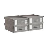 TOWEBOORY Lot de 4 Pliable Boite Rangement, Rangements de Draps Boîte de Rangement pour Housse de Couette avec Poignée Peuvent être Rangés Sous Lit, Dans Placard (38 * 32 * 12cm)