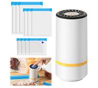 TOWEBOORY Machine Sous Vide Alimentaire, Sous Videuse Alimentaire Portable Mini Scelleur Sous Vide Automatique avec 10 Réutilisable Sacs Sous Vide pour Viandes, Légumes, Fruits