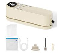 TOWEBOORY Mini Soudeuse de Sacs, 3 Vitesses 1200 mAh, Scelleuse à Vide Rechargeable Machine à Emballer Sous Vide Sans Fil, Portable, pour Conservation Alimentaire et Snacks (Beige)