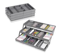 TOWEBOORY Organisateurs de Tiroir Réglable Pliable, Plateau de Rangement de Tiroir Extensible Organisateur D'ustensiles de Cuisine Organiseur de Bijoux pour Maquillage, Bijoux (Simple Rangée)