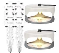 TOWEBOORY Piège à Puces, 2 Pièces Piège à Puces pour La Maison Trappola Rotonda per Pulci Cimici Sticky Dome Con 6 Lampadine a 8 Dischi Adesivi per Camera da Letto, Soggiorno, Cucina