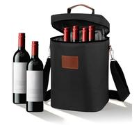TOWEBOORY Sac Isotherme pour 4 Bouteilles de Vin, Porte Bouteille en Feutre Robuste Sac à Dos Isotherme étanche et Rembourré pour Pique NiqueCamping et Grand Cadeau pour Les Amateurs de Vin (Noir)