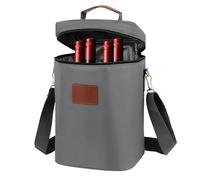 TOWEBOORY Sac Isotherme pour 4 Bouteilles de Vin, Porte Bouteille en Feutre Robuste Sac à Dos Isotherme étanche et Rembourré pour Pique NiqueCamping et Grand Cadeau pour Les Amateurs de Vin (Gris)