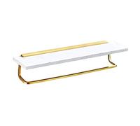 Towel Holder Nordic Towel Bar with Marble Shelf Bathroom Towel Rack Towel Hanger Towel Holder Wall Mounted Towel Rail Holder Towel Rack/White Gold/30Cm (Color : White Gold, Size : 30Cm) (W