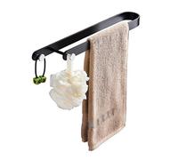 Towel Holder Towel Racks with Two Round Hooks Thicken Bathroom Towel Shelf Hanger Towel Pole Rack Holder Bathroom Accessories Towel Rack/Black/55Cm (Color : Black, Size : 35Cm) (Black 45Cm)