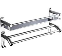 Towel Rack Towel Bar 304 Stainless Steel Towel Racks 2 Tiers Towel Holder with Hooks Chrome Bathroom Towel Holder Wall Mounted Towel Bar Towel Shelf Towel Stand (Size : 60cm) (OneColor 40cm)