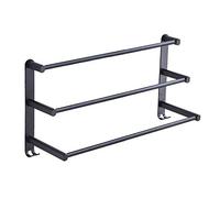 Towel Rail 3-Tier Bath Towel Rack with Hooks 40CM Space Aluminum Wall Mounted Towel Holder Towel Bar Rail for Kitchen Bathroom Toilet Hotel Office(Size:50CM)