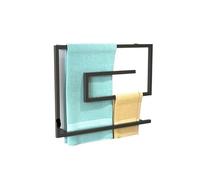 towel warmer, Accessoires de salle de bain Porte-serviettes électrique Smart Touch Porte-serviettes chauffant thermostatique en acier inoxydable noir ,for Bathroom, Built-in Timer(B-TOUCH-H_US_220V)