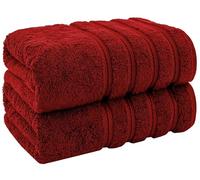 TOWELBAY Lot de 2 grands draps de bain 100 % coton égyptien peigné ultra doux et très absorbants, séchage rapide, 100 x 200 cm (rouge)