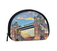 Tower Bridge in London Mini porte-monnaie en coquillage - Portefeuille compact zippé pour pièces de monnaie, clés et petits objets
