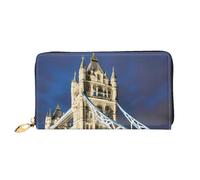 Tower Bridge in London Portefeuille en cuir avec fermeture éclair pour téléphone portable, carte de crédit, argent, noir, taille unique, Noir/blanc, One Size