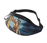 Tower Bridge In London Sac banane imprimé pour homme et femme, sac banane avec sangle réglable pour voyage, sport, noir, taille unique, Noir , Taille unique