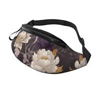 Tower Bridge in London Sac banane pour sports de plein air et sac de poitrine décontracté, sac banane unisexe réglable pour randonnée/course à pied/cyclisme, Fleur de pivoine élégante violette, Taille