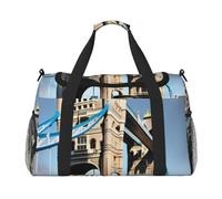 Tower Bridge in London - Sac de voyage imprimé pour homme et femme, sacs de voyage pliables et sac fourre-tout spacieux pour le rangement des articles de toilette, bagages, articles personnels, noir