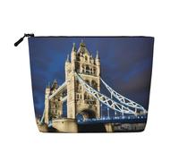 Tower Bridge in London Trousse de maquillage en chanvre simple couche avec fermeture éclair, accessoires pour femme, noir, taille unique, Noir/blanc, One Size