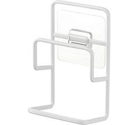 Yamazaki 7017 Tower Double Crochet Adhésif Porte-éponge Blanc Acier/Silicone/Polycarbonate/PET/Polyuréthane, Minimaliste, 6 x 7,3 x 13 cm (L x l x H)