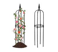 Tower Garden Obélisque Treillis, Support de Plantes Treillis de Plantes de Type U, Support de Plantes en Métal avec Revêtement PE, Tour de Plantes Légère Noire pour Plantes Grimpantes Roses(90cm)