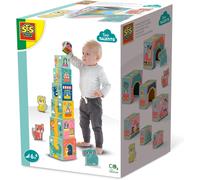 Tower of Stacking Blocks with Animal Figurines