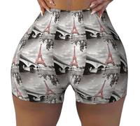 Tower Paris Printing Lot de 1 short d'entraînement, de gym, de course pour femme, doux et confortable pour la gym, l'entraînement athlétique, Noir , XXL Taille courte