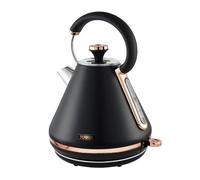Tower T10044RG Cavaletto Bouilloire pyramide 1,7 L avec Rapid Boil, filtre amovible, acier inoxydable, 3000 W, noir et or rose