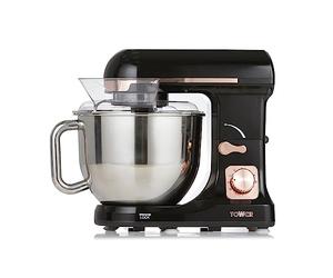 Tower T12033RG Robot Pâtissier - Batteur Électrique Cuisine - Robot Cuisine sur Socle 3-en-1 avec 6 Vitesses et Fonction Pulse, 1 000 W, Or Rose
