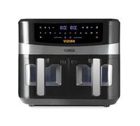 Tower T17100 Vortx Vizion Air Fryer - Friteuse Air Fryer - Air Fryer à Double Compartiment 9 L avec Panneau de Commande Numérique et 10 Préréglages à une Touche, Noir