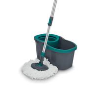 Tower T769013TL Compact Spin Mop et Seau avec 2 têtes de Balai lavables en Microfibre, Design léger, Peu encombrant, capacité de 4,5 l, Anthracite et Bleu Sarcelle
