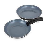 Tower T800203 Freedom Batterie de cuisine 3 pièces avec revêtement en céramique, design empilable et poignée amovible, graphite, aluminium