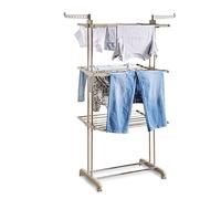 Tower T873004MSH Étendoir à 3 étages avec poteaux de séchage durables, 14 emplacements de suspension, étagères pour chaussures, design entièrement pliable, roulettes intégrées, capacité de poids 17 kg