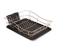 Tour Égouttoir à Vaisselle avec Plateau, Acier Inoxydable, Black and Rose Gold, Taille L