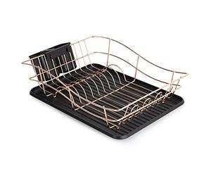 Tower Tour Égouttoir à Vaisselle avec Plateau, Acier Inoxydable, Black and Rose Gold, Taille L