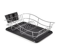 TOWER Tour Égouttoir à Vaisselle avec Plateau, Acier Inoxydable, Noir, 32 x 43.5 x 15 cm