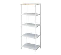 TOWER Yamazaki 3599 Rack de Stockage à 5 Niveaux, Blanc, Acier/Bois, Minimaliste, 60 x 46.5 x 170 c m