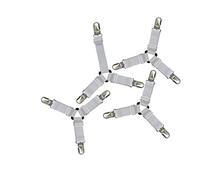 Toweter 4 pièces Un Ensemble,3-Way Drap de lit Bretelles Attaches de Pinces,Feuille Matelas Sangles de Coin(Blanc)