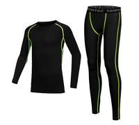 Towintec sous Vêtements Thermique Enfant Séchage Rapide Garçons Chaud Tights La Jeunesse athlétiques Tee Shirt Manche Longue&Leggings Set pour Le Sport Ski Football Basket-Ball