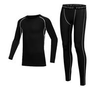 Towintec sous Vêtements Thermique Enfant Séchage Rapide Garçons Chaud Tights La Jeunesse athlétiques Tee Shirt Manche Longue&Leggings Set pour Le Sport Ski Football Basket-Ball