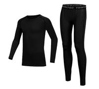 Towintec sous Vêtements Thermique Enfant Séchage Rapide Garçons Chaud Tights La Jeunesse athlétiques Tee Shirt Manche Longue&Leggings Set pour Le Sport Ski Football Basket-Ball