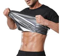 Towintec T-shirt de Sudation pour Homme Chemises à manches courtes Minceur Sauna Top Costume Shapewear Piège à chaleur Ventre plat Perdre du poids Amincissante Gilet Débardeur Musculation Fitness