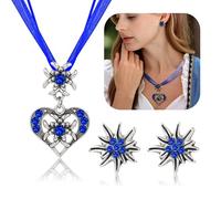 TOWLEING 3 pièces Dirndl Bijoux Femmes Set Wiesn Traditionnel Dirndl Bijoux Accessoires Collier Costume & Boucles d'oreilles avec design coeur et pierres brillantes pour Dirndl Costumes Traditionnels