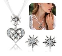 TOWLEING 3 pièces Dirndl Bijoux Femmes Set Wiesn Traditionnel Dirndl Bijoux Accessoires Collier Costume & Boucles d'oreilles avec design coeur et pierres brillantes pour Dirndl Costumes Traditionnels