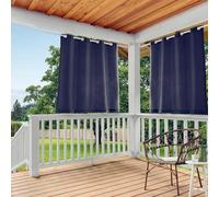 TOWN & COUNTRY BASICS Cabana Lot de 2 Rideaux Solides et résistants à l'eau pour intérieur et extérieur, opacité filtrant la lumière avec œillets sur Le Dessus, 137,2 x 160 cm, Bleu Marine foncé