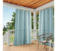 Town & Country Basics Exclusive Home Cabana Paire de Rideaux Solides à œillets filtrant la lumière pour intérieur et extérieur, 137,2 x 304,8 cm, Bleu